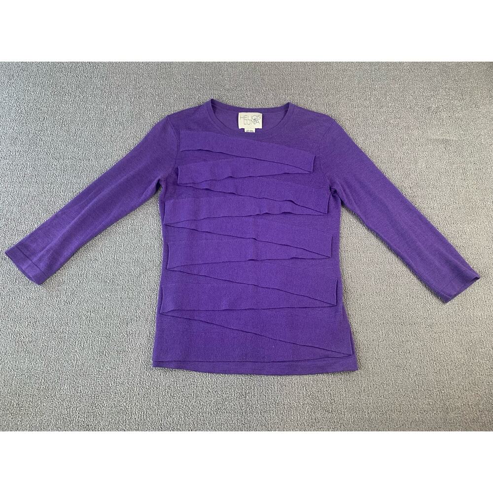 Helios & Luna Sweater Crewneck Wool Blend Purple Size Small‎